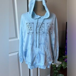 Plus Size Blue Tarot Tie Dye Hoodie